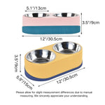 Double Bowl Slow Feeder Stainless Steel Pet Food Water Bowl - GreenFur