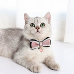 Double Layer Bow Tie Pet Collar with Bell for Small Dogs and Cats - GreenFur