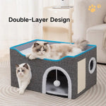 Double - Layer Indoor Cozy Foldable Cat Bed - GreenFur