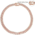 Double Locking Rhinestone Metal Pet Necklace - GreenFur