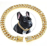 Double Locking Rhinestone Metal Pet Necklace - GreenFur