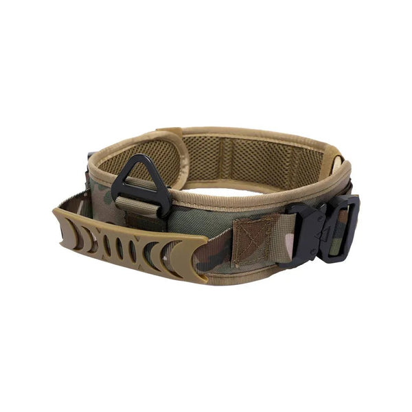 Double Metal Buckle Outdoor Dog Collar Tactical Quick Release Shock Absorb - GreenFur