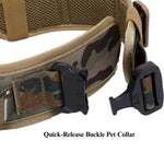 Double Metal Buckle Outdoor Dog Collar Tactical Quick Release Shock Absorb - GreenFur