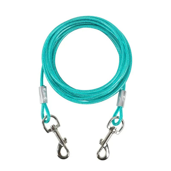 Dual Head Design Heavy Duty Steel Wire Dog Tie Out Leash, 0.1 inches Thickness - GreenFur