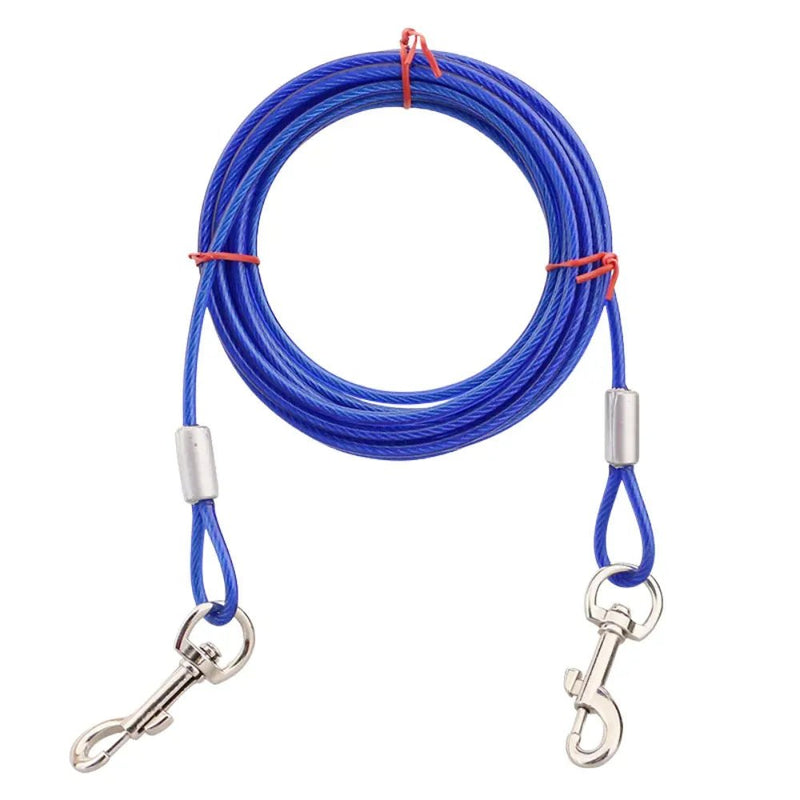 Dual Head Design Heavy Duty Steel Wire Dog Tie Out Leash, 0.19 Inches Thickness - GreenFur