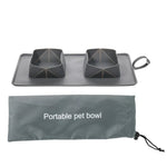 Dual Silicone Collapsible Portable Pet Bowl with Storage Bag Dog and Cat Food Bowls - GreenFur