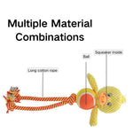 Duck Shape Cotton Rope Plush Tennis Ball Dog Chew Toy - GreenFur