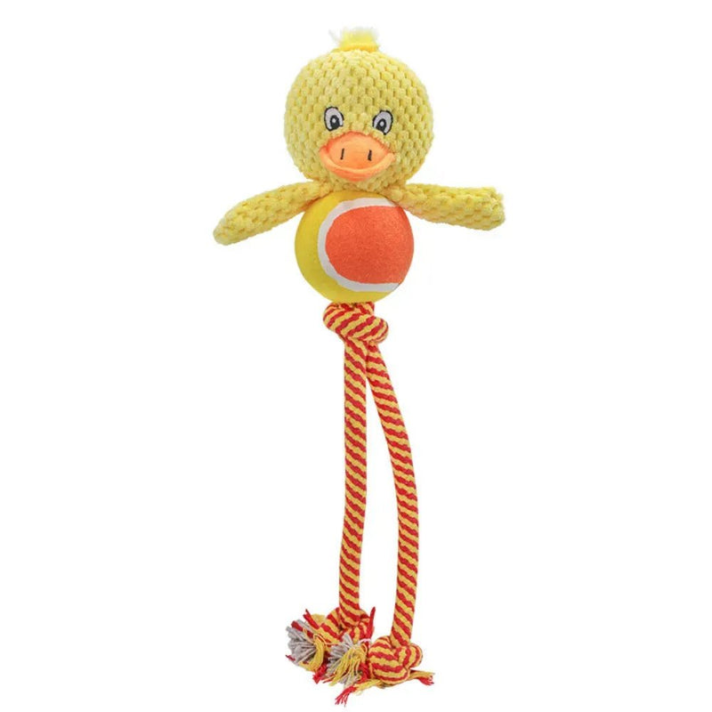 Duck Shape Cotton Rope Plush Tennis Ball Dog Chew Toy - GreenFur