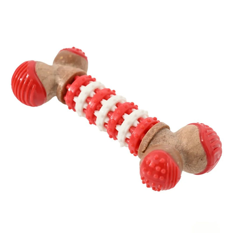Durable Bone Shaped Wood - Composite TPU Dog Toy with TPU Gears - GreenFur