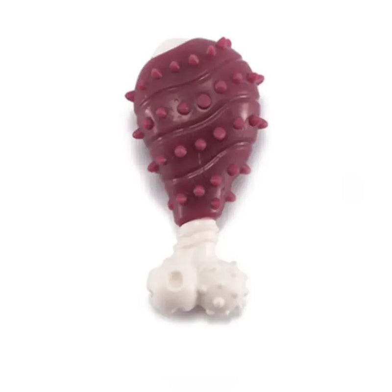 Durable Chewer Tough Stress Relief Dog Chicken Drumstick Toy with Spikes - GreenFur