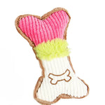 Durable Dog Squeaky Chew Bone Shape Pet Plush Toys - GreenFur