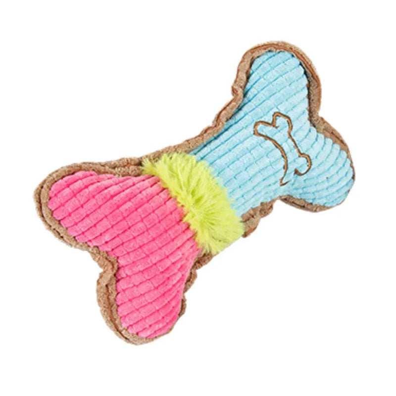 Durable Dog Squeaky Chew Bone Shape Pet Plush Toys - GreenFur