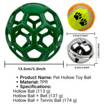 Durable Eco - Friendly TPR Hollow Ball with Bell Bite - Resistant Dog Chew Toy - GreenFur