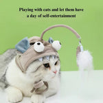 Durable Interactive Cat Hat Toy with Feather - GreenFur