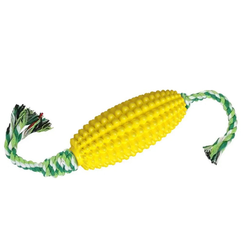 Durable Interactive Corn Shape Dog Chew Rope TPR Pet Toys - GreenFur