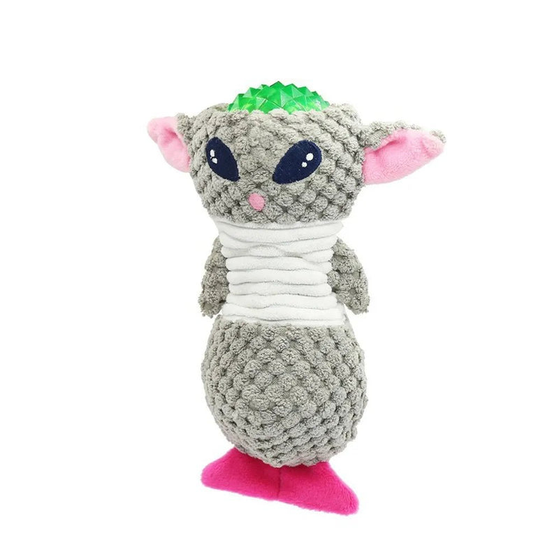 Durable Interactive Squeaky Plush Alien - Shaped Dog Toy - GreenFur