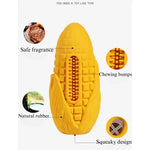 Durable Meaty Flavor Corn Shape Chew Natural Rubber Dog Toys - GreenFur