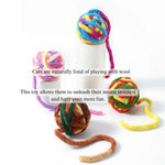 Durable Plush Bell Cat Toy Ball Interactive Yarn Toy - GreenFur