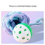 Durable Plush Bell Cat Toy Ball Interactive Yarn Toy - GreenFur
