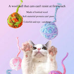 Durable Plush Bell Cat Toy Ball Interactive Yarn Toy - GreenFur