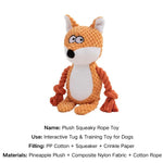 Durable Plush Squeaky Rope Toy for Dogs Chew Training - GreenFur