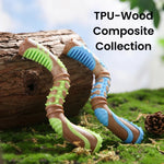 Durable S - Shaped Bent Rod Design Wood - Composite TPU Dog Toy - GreenFur