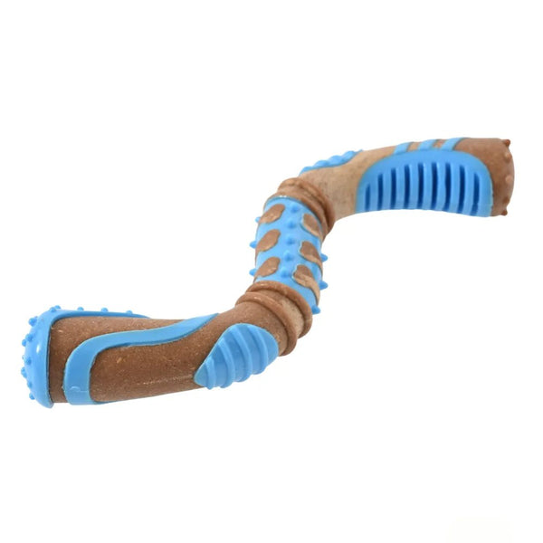 Durable S - Shaped Bent Rod Design Wood - Composite TPU Dog Toy - GreenFur