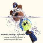 Durable Squeakey Plush Toy with TPR Tennis Ball and Teething Rope - GreenFur