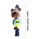 Durable Squeakey Plush Toy with TPR Tennis Ball and Teething Rope - GreenFur