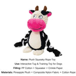 Durable Squeaky Plush Dog Toys with Crinkle Paper Tug Rope - GreenFur