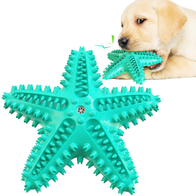 Durable Squeaky Starfish Dog Toys Teething Cleaning Pet Toy - GreenFur
