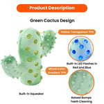Durable Squeaky Teeth - Cleaning Light - Up Cactus Design TPR Dog Toy - GreenFur