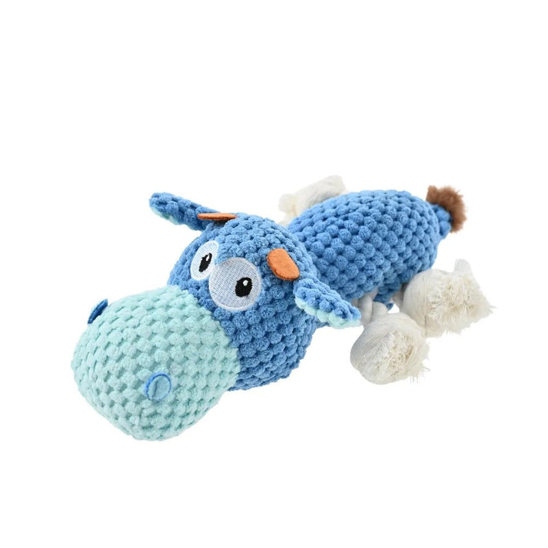 Durable Teething - Proof Hippo - Shaped Plush Dog Chew Toy - GreenFur