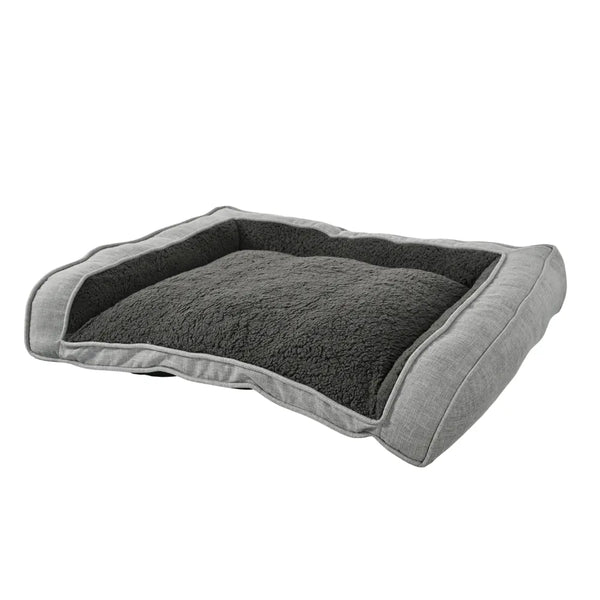 Plush Quilted Bolster Pet Sofa Bed Dog Bed, L Size