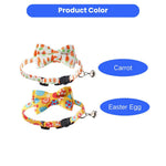 Easter Egg Rabbit Carrot Cute Easter Cat Collar with Bow Tie - GreenFur
