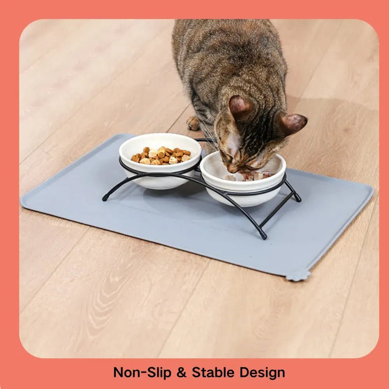 Easy Cleaning Waterproof Water Food Dish Mat Silicone Pet Bowl Mat - GreenFur
