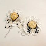 Elegant Chanel - Inspired Straw Pet Hat with Lace and Bow - GreenFur