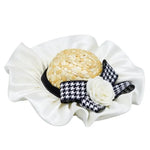 Elegant Chanel - Inspired Straw Pet Hat with Lace and Bow - GreenFur