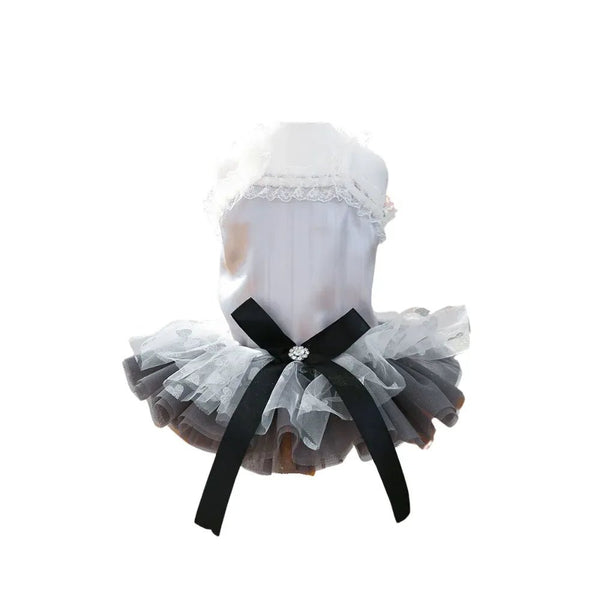 Elegant Gray Blue Princess Dress for Small Dogs and Cats - GreenFur