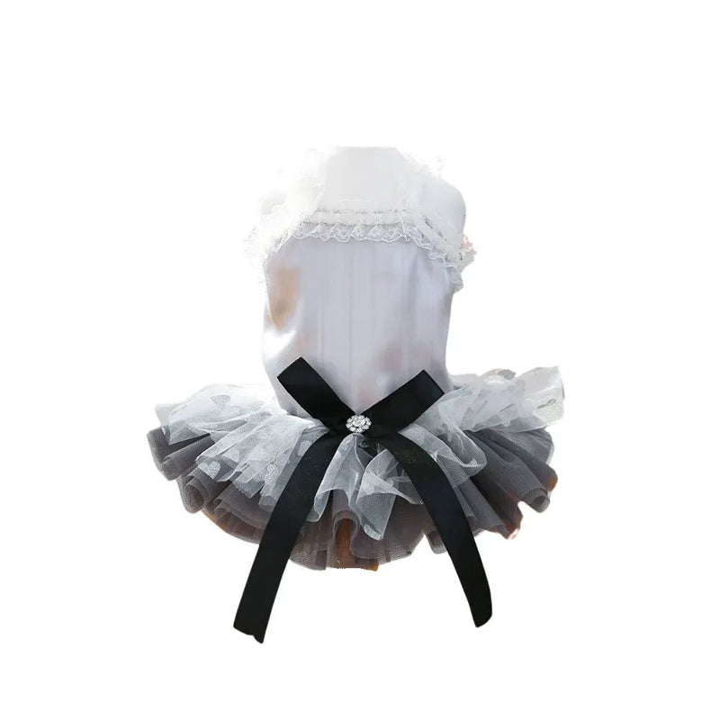 Elegant Gray Blue Princess Dress for Small Dogs and Cats - GreenFur