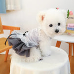 Elegant Gray Blue Princess Dress for Small Dogs and Cats - GreenFur