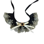 Elegant Lace Cat Collar with Bow and Gem - GreenFur