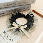 Elegant Lace Cat Collar with Bow and Gem - GreenFur