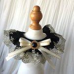 Elegant Lace Cat Collar with Bow and Gem - GreenFur