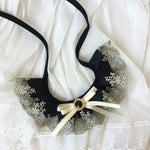 Elegant Lace Cat Collar with Bow and Gem - GreenFur