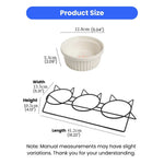 Elevated Triple Ceramic with Iron Stand Neck Protect Cat Bowls - GreenFur