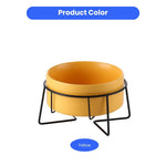 Elevated Yellow Ceramic Pet Bowl with Iron Stand Neck Protect Anti - Vomiting - GreenFur