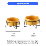 Elevated Yellow Ceramic Pet Bowl with Iron Stand Neck Protect Anti - Vomiting - GreenFur