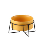 Elevated Yellow Ceramic Pet Bowl with Iron Stand Neck Protect Anti - Vomiting - GreenFur