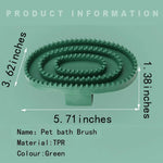 Ergonomic Design Loop Handle Pet Shampoo Massage Brush for Short Haired Dogs, Green - GreenFur